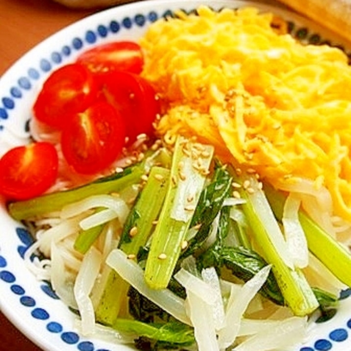 小松菜・大根のナムルのせ♪そうめん冷麺